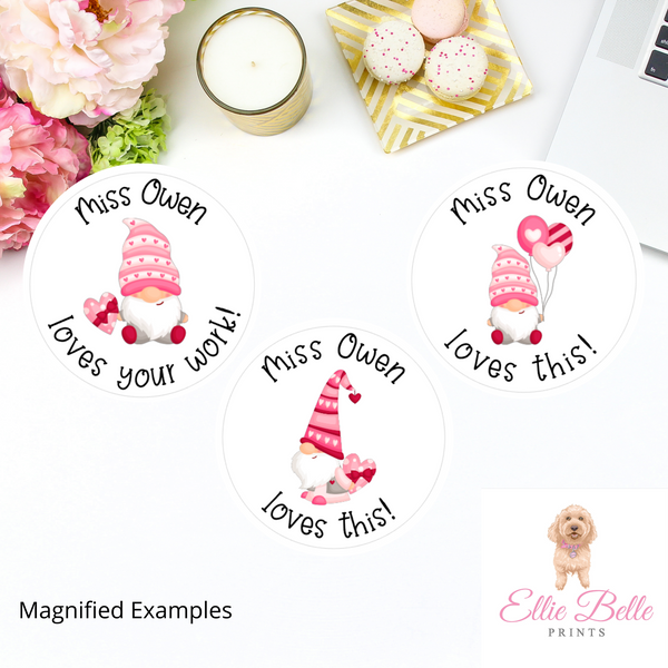 Pink Gnomes - Personalised Teacher Reward Stickers