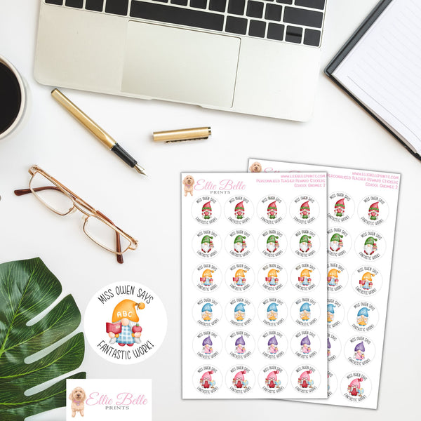 School Gnomes 2 - Personalised Teacher Reward Stickers