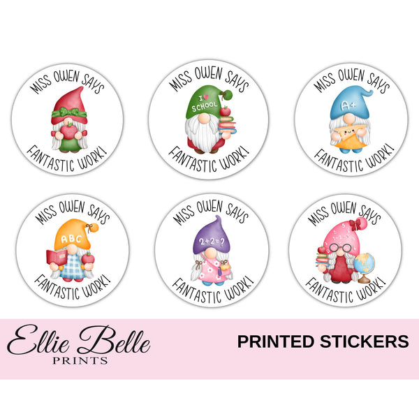 School Gnomes 2 - Personalised Teacher Reward Stickers