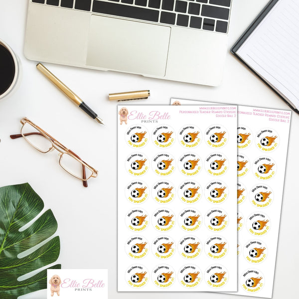 Soccer Balls 2 - Personalised Teacher Reward Stickers