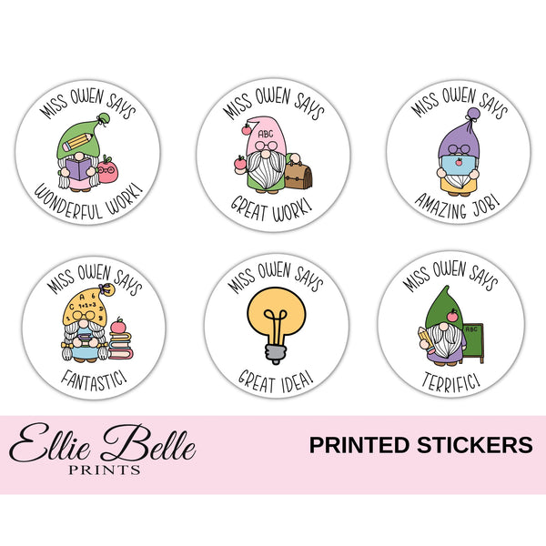School Gnomes - Personalised Teacher Reward Stickers