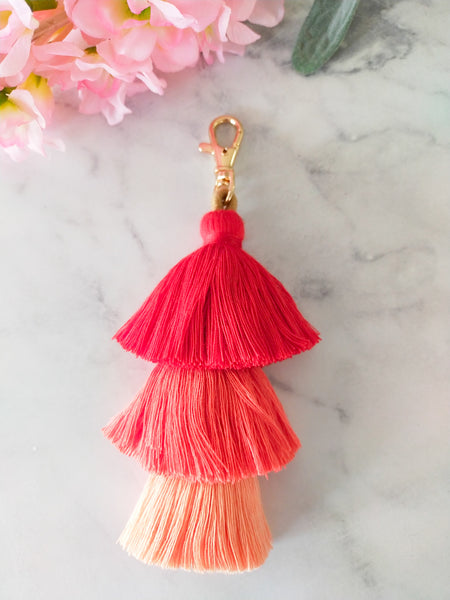 Tri Coloured Tassel Keychain