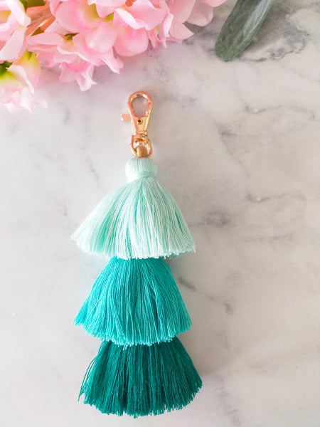 Tri Coloured Tassel Keychain