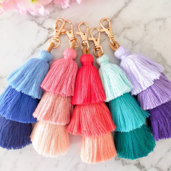 Tri Coloured Tassel Keychain