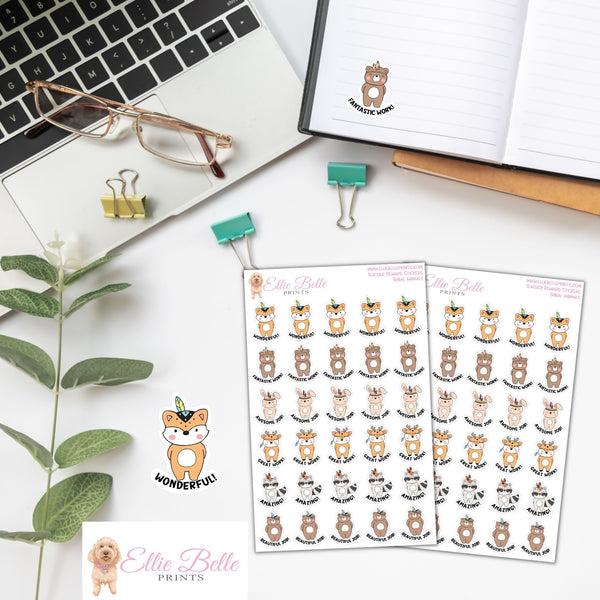 Boho Animals - Teacher Reward Stickers