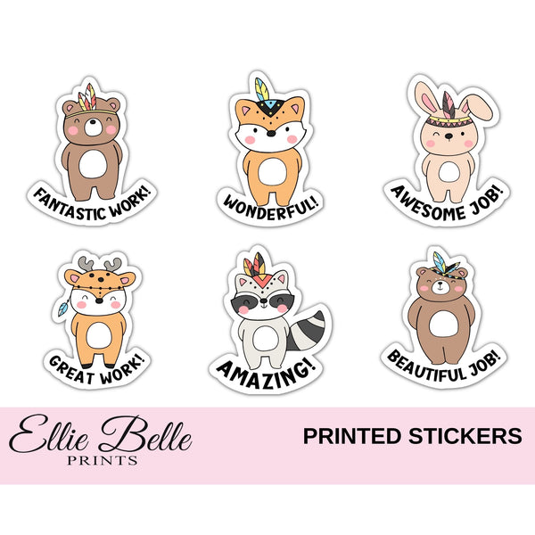 Boho Animals - Teacher Reward Stickers
