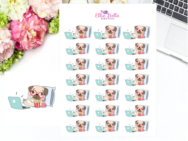 MOVIE NIGHT - PUG Movie Night Stickers
