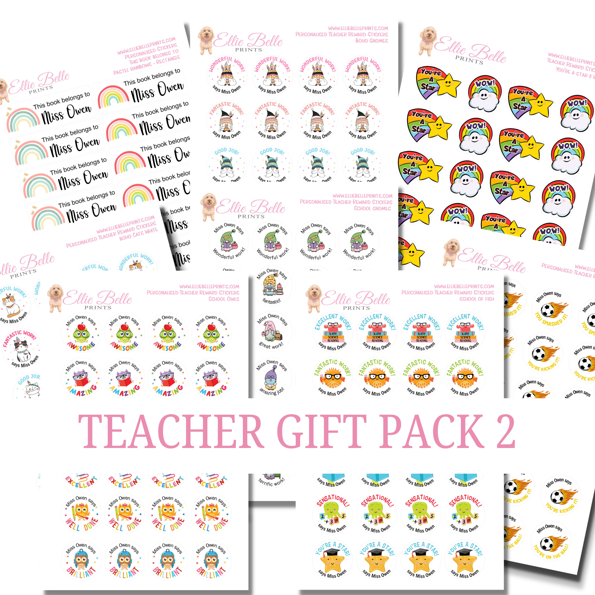 Teacher Gift Pack 2 -  Personalised Teacher Reward Stickers