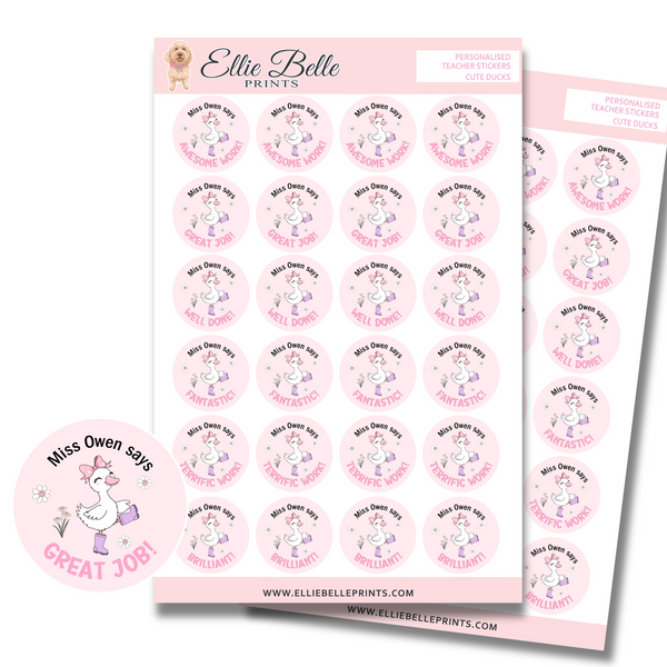 Cute Ducks - Personalised Teacher Stickers