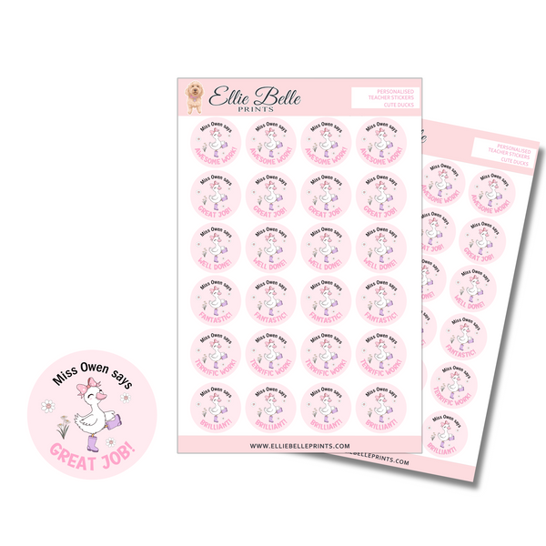 Cute Ducks - Personalised Teacher Stickers