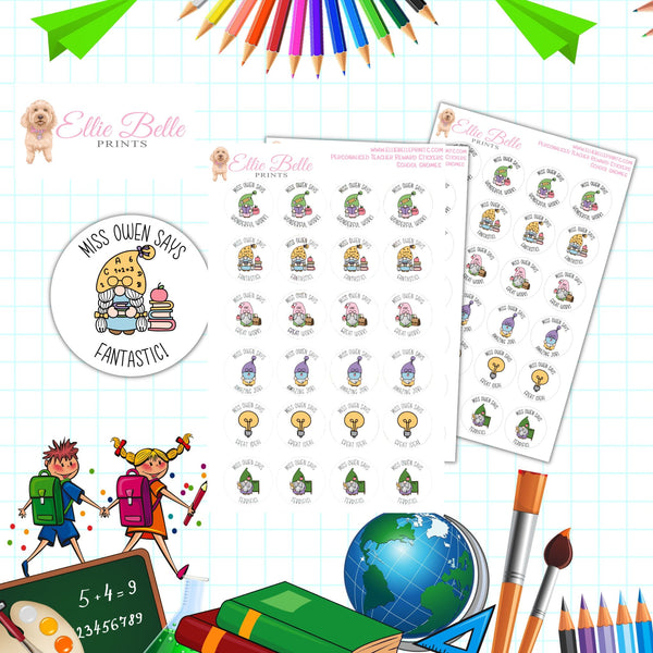 School Gnomes - Personalised Teacher Reward Stickers
