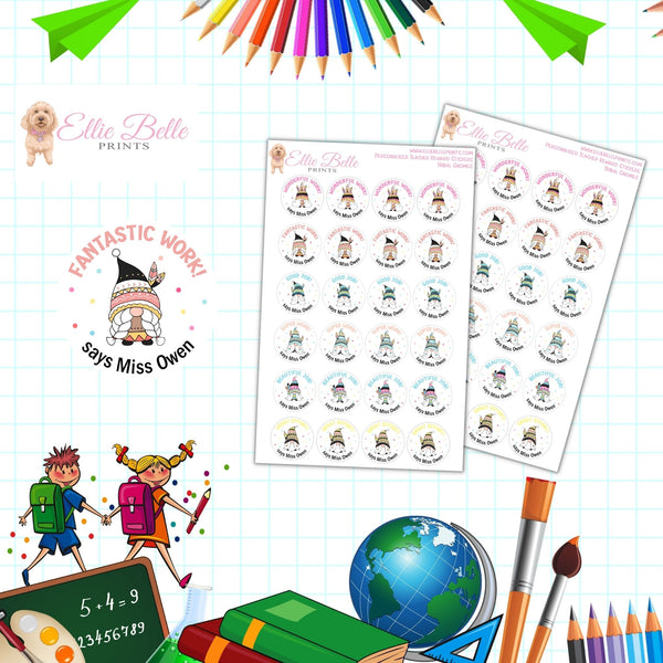 Boho Gnomes - Personalised Teacher Reward Stickers