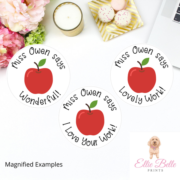 Apples - Personalised Teacher Reward Stickers