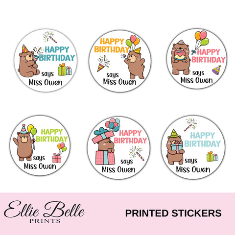 Birthday Bears - Personalised Teacher Reward Stickers