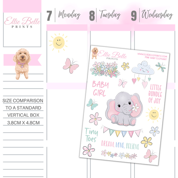 Pink Baby Elephant Stickers