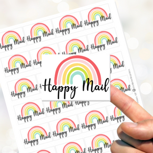 Happy Mail Rainbow Stickers - Rectangle