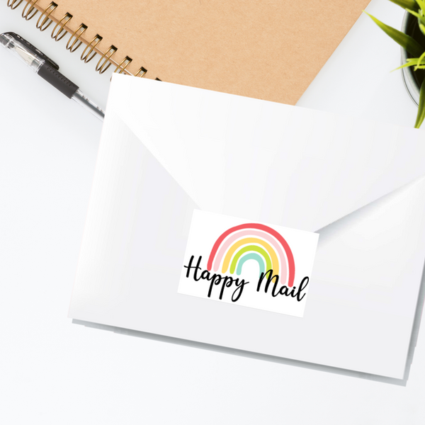 Happy Mail Rainbow Stickers - Rectangle