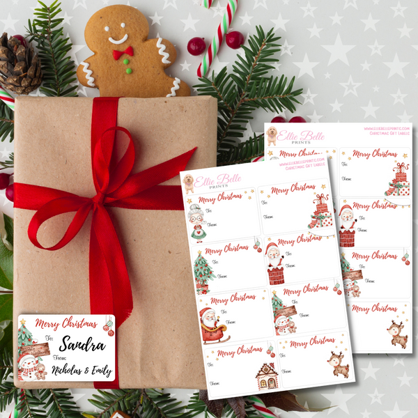 Christmas Gift Tags / Label Sticker Sheet
