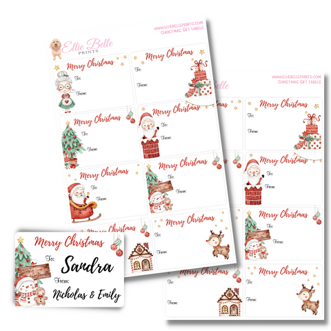 Christmas Gift Tags / Label Sticker Sheet