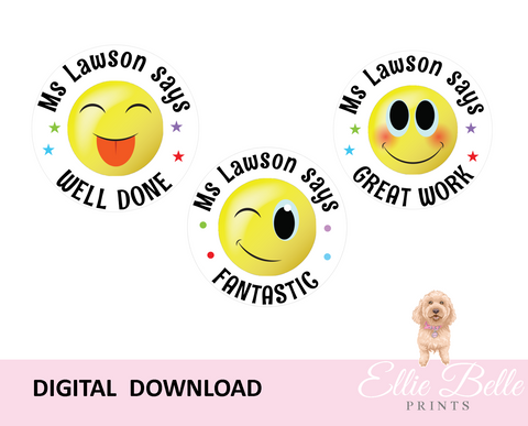 Emoji - Personalised Digital Teacher Reward Stickers