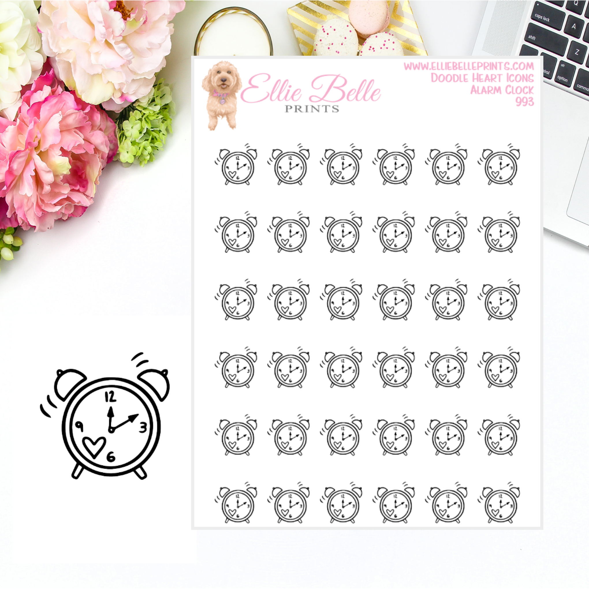 Alarm Clock Icons - Doodle Heart Icons