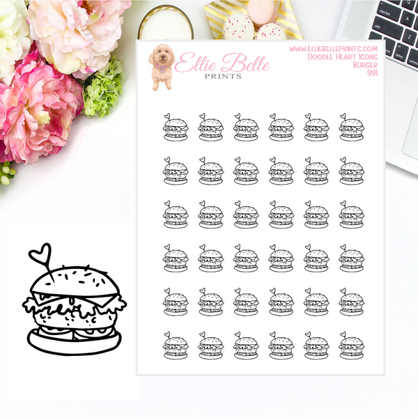 Burger Icons - Doodle Heart Icons