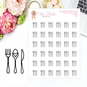 Dinner Icons - Doodle Heart Icons