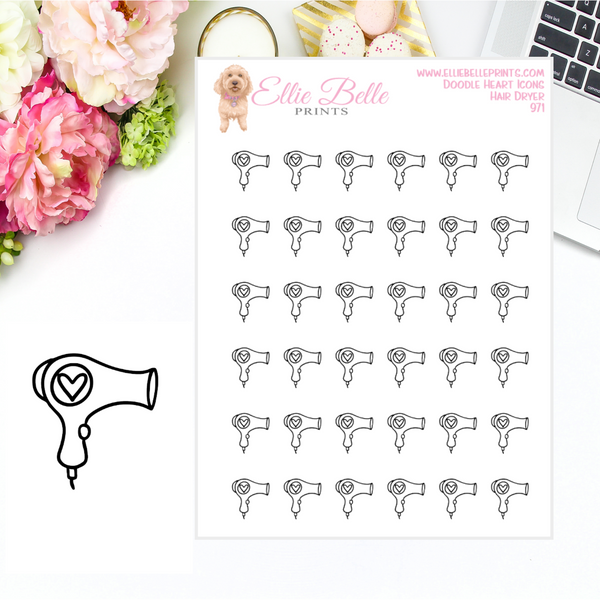 Hair Dryer Icons - Doodle Heart Icons
