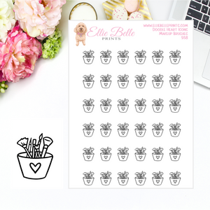 Makeup Brushes - Doodle Heart Icons