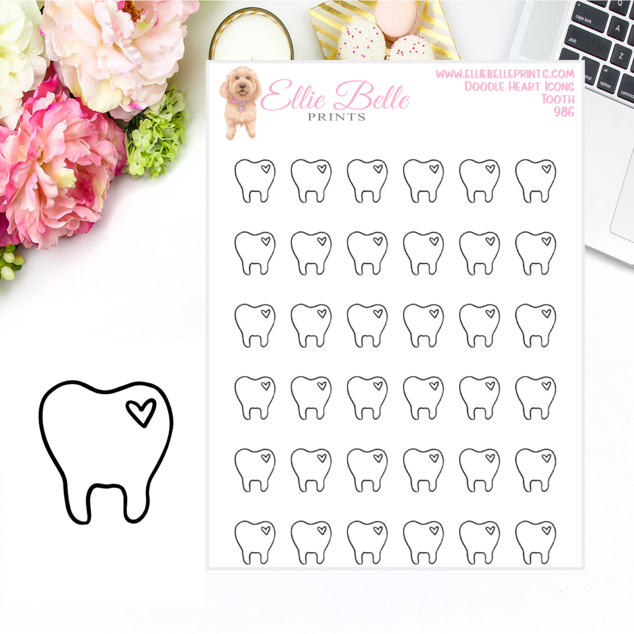 Tooth Icons - Doodle Heart Icons