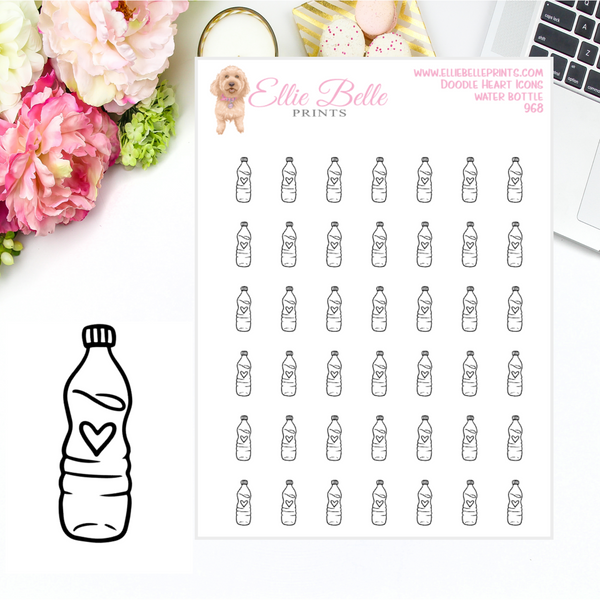 Water Bottle Icons - Doodle Heart Icons
