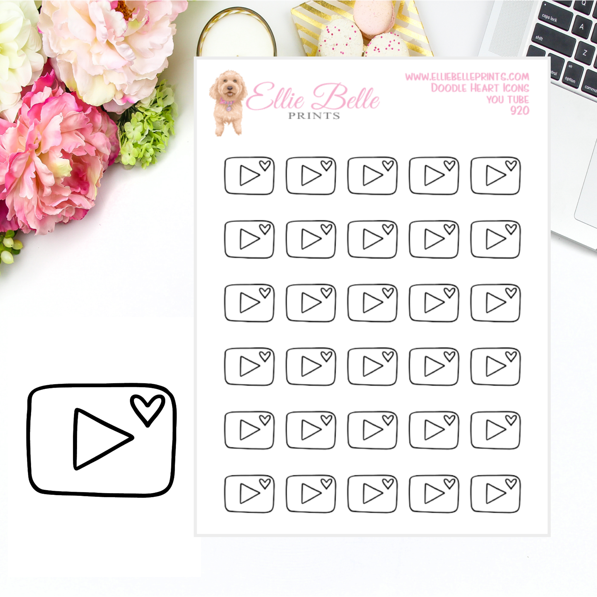 You Tube - Doodle Heart Icons