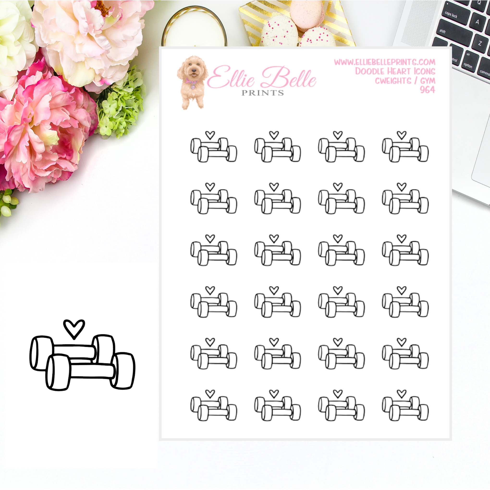 Weights / Gym Icons - Doodle Heart Icons