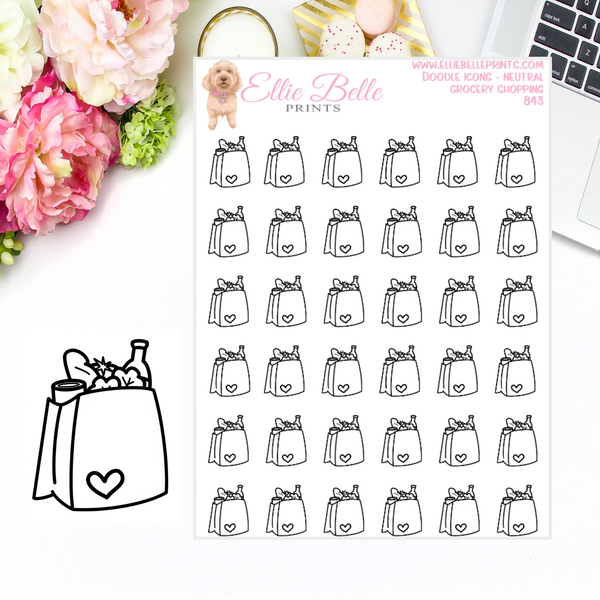 Grocery Bag - Neutral Doodle Icons