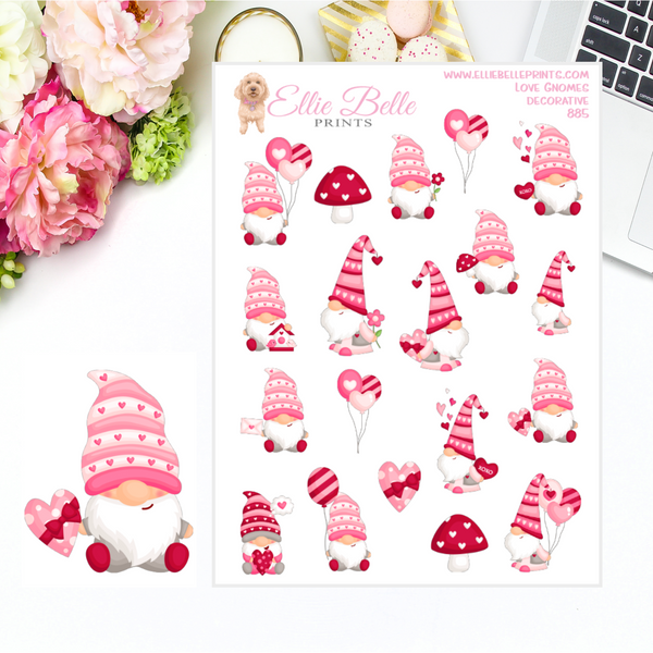 Pink Gnome Stickers for Valentine's Day
