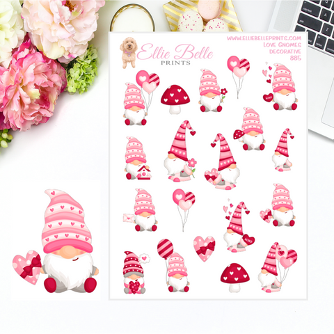 Pink Gnome Stickers for Valentine's Day