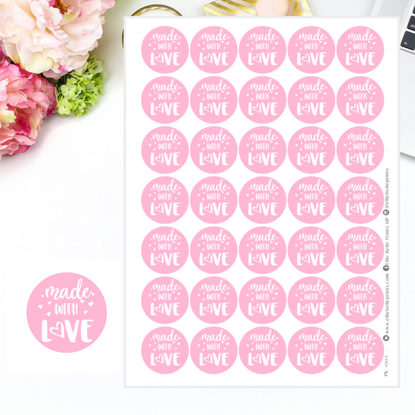Made With Love Stickers - Pink