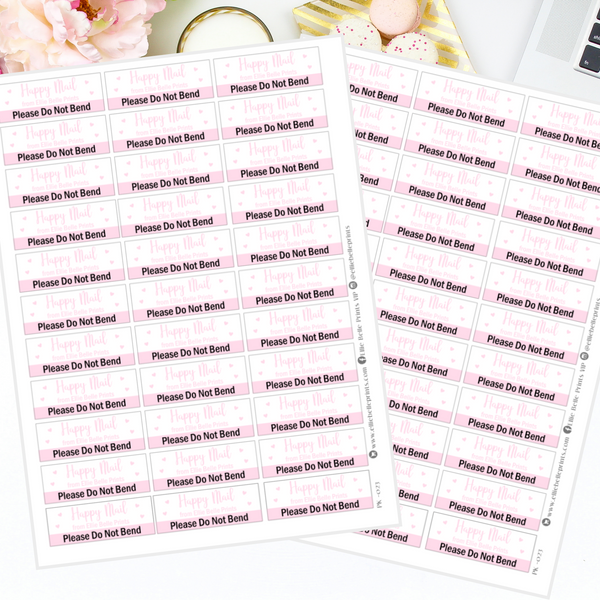 CUSTOMISABLE STICKERS - Happy Mail - Please Do Not Bend (Pink)