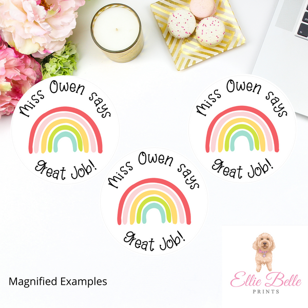 Rainbows - Personalised Teacher Reward Stickers