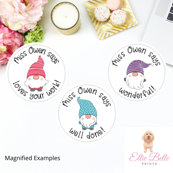 Winter Gnomes - Personalised Teacher Reward Stickers