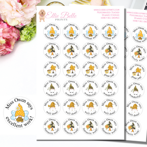 Honey Bee Gnomes - Personalised Teacher Reward Stickers