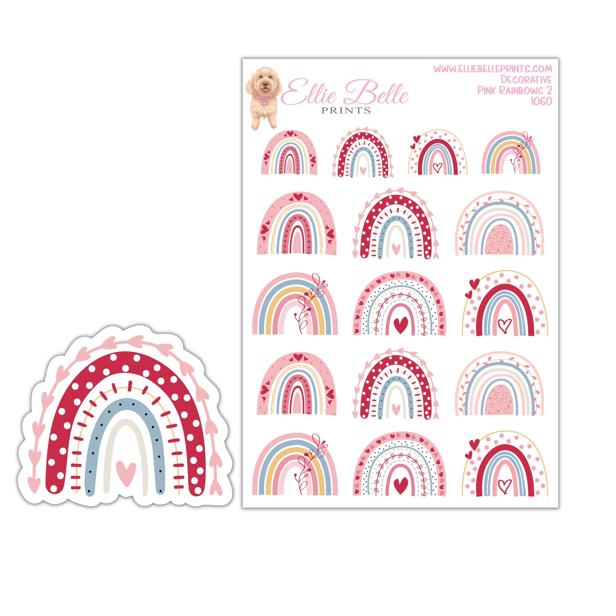 Pink Rainbow 2 Stickers