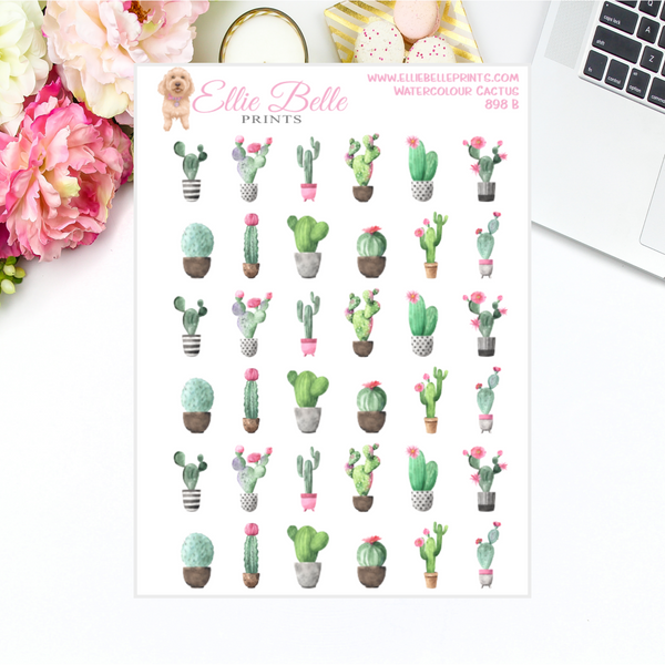 Watercolour Cactus Stickers