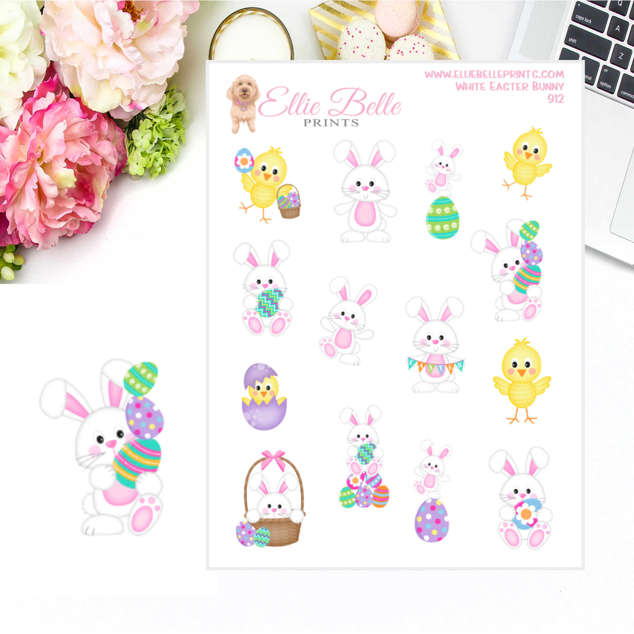 White Easter Bunny Stickers