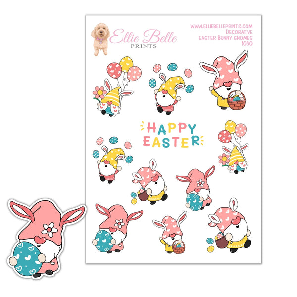 Easter Gnome bunny stickers