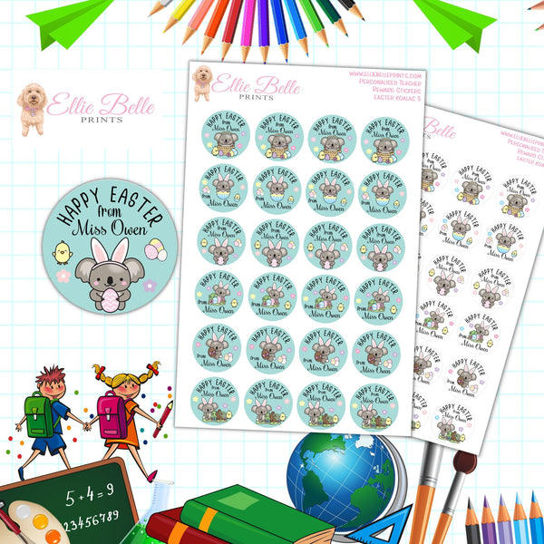 Easter Koala 3 - Personalised Teacher Reward Stickers