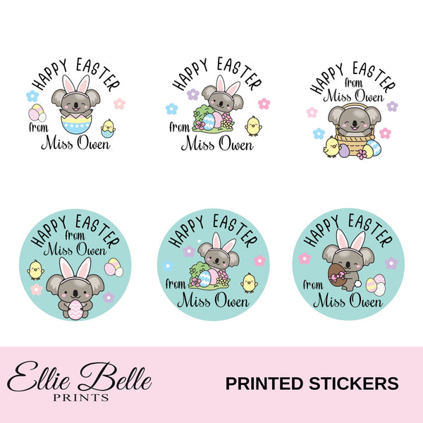 Easter Koala 3 - Personalised Teacher Reward Stickers