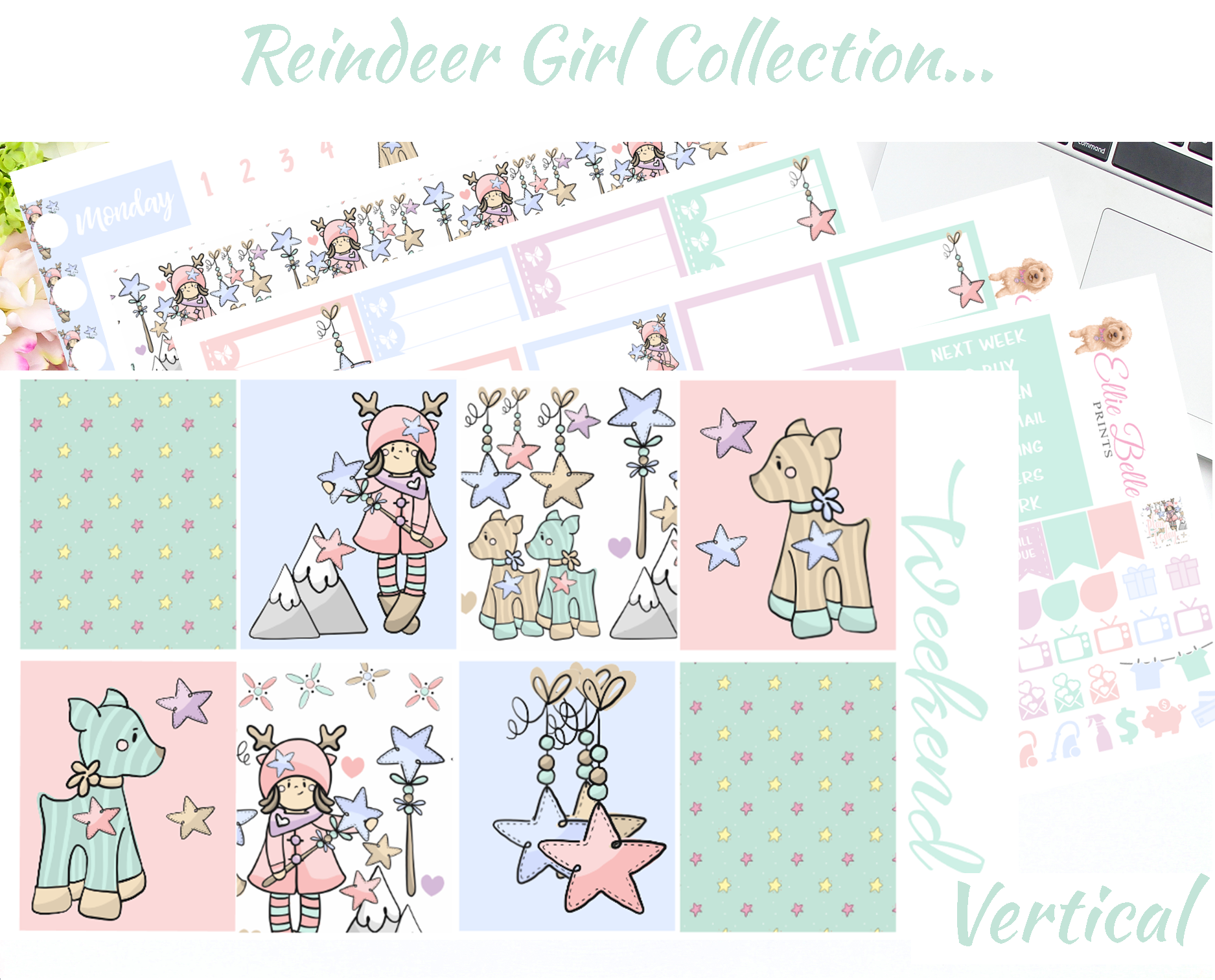 Reindeer Girl - Vertical Weekly Planner Kit