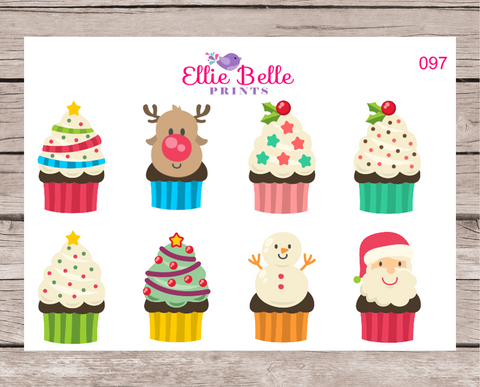 Christmas Cup Cakes Stickers [097]