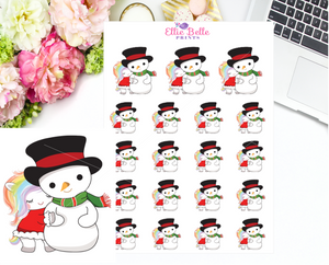 Snowman Stickers - Christmas Unicorn Collection